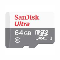 Cartão de Memória Micro SD Sandisk Ultra 100 MB/s C10 64GB (SDSQUNR-064G-GN3MA)
