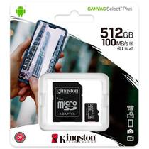 Cartao Micro SD 512GB Kingston C10 100MBPS c/Adapt