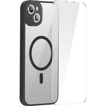 Estojo Protetor + Protetor de Tela Baseus Frame Series para iPhone 14 Plus Magsafe - Preto/Transparente (ARJT030001)