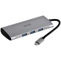 Hub USB-C Hye HYEHU-71 7 In 1 com 3 Portas USB/USB-C/HDMI/Slot para SD e Micro SD - Cinza