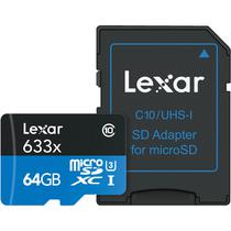 Cartão de Memória Micro SD Lexar Professional 633X 100-30 MB/s C10 U3 64 GB (LSDMI64GBBNL633)