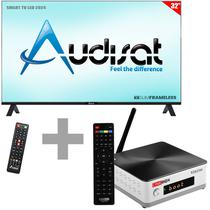 Smart TV LED 32" Audisat AD-32 (2024) HD Android TV Wi-Fi com Conversor Digital + Receptor Fta Cinebox Veritas