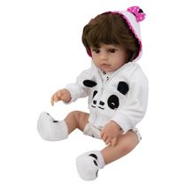 Boneca Baby Reborn V-001 - 48CM - Silicone - Roupa Desenho Panda