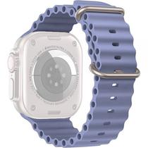 Pulseira para Smartwatch Apple Correia de Silicone de 42/44/45/49 MM 4LIFE Ocean - Lavanda Azul