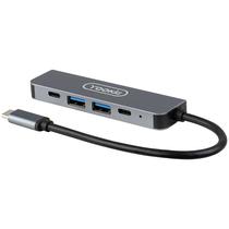 Hub USB Yookie HUB-01 5 In 1 com 2 Portas USB/USB-C e HDMI - Cinza