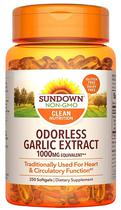 Sundown Naturals Odorless Garlic Extract 1000MG (250 Capsulas Em Gel)