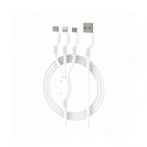 Cabo USB Charge 3IN1 Mega Star CH013B Branco
