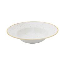 Plato de Ceramica para Pasta LH-132 Hondo 24 CM Blanco - Dorado