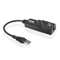Adaptador USB 3.0 com Fio para RJ45 Lan Ethernet / 10 / 100 / 1000MBPS / 3.3V / 20KB - Preto