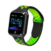 Relogio Smartwatch Midi MD-S226 para Atividades Fisicas com Bluetooth Pulseira de Silicone - Preto e Verde