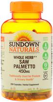 Sundown Naturals Whole Herb, Saw Palmetto 450MG, 250 Capsulas