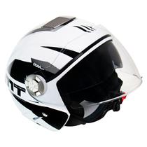 Capacete MT Helmets City Eleven Advance A1 - Aberto - Tamanho s - com Oculos Interno - Branco e Preto