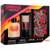 Perfume Stranger Things Eau de Toilette Masculino 100ML + Gel de Banho 150ML + Bolsa de Higiene