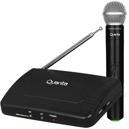 Microfone Profissional Quanta QTMWU105 Wireless Uhf Preto