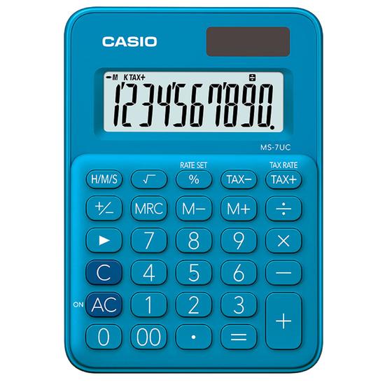 Calculadora Casio MS-7UC-Bu - 10 Digitos - Azul