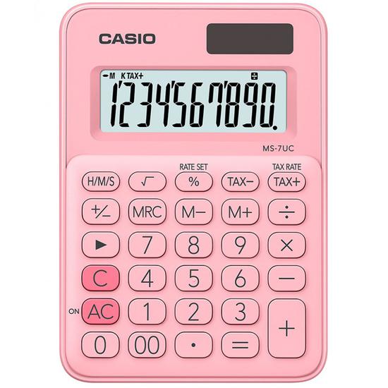 Ant_Calculadora Casio MS-7UC-PK - 10 Digitos - Rosa Claro
