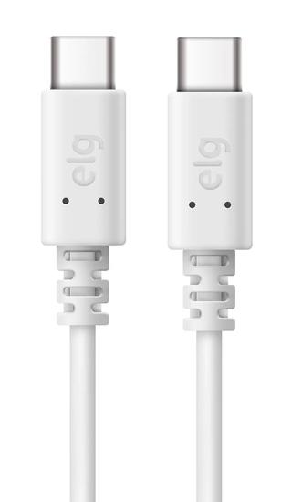 Cabo USB-C Elg TC2TC Injetado Em PVC 3A 15W (1 Metro) Branco