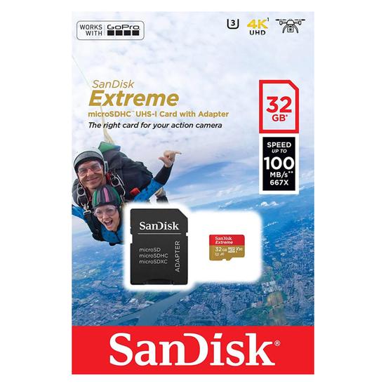 Cartao de Memoria Sandisk Micro SD Extreme C10 32GB / 100MB (SDSQXAF-032G-GN6AA)