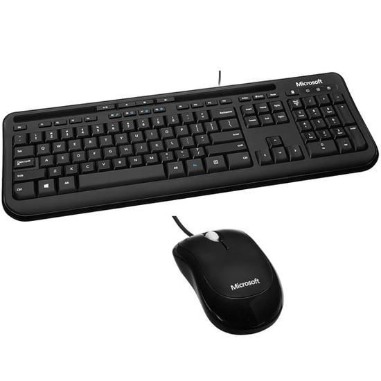 Kit Teclado Microsoft Wired Keyboard 600 3J2-00001 USB Ingles + Mouse USB - Preto