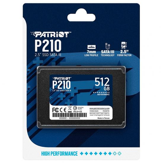 SSD Patriot P210, 512GB, 2.5", SATA 3, Leitura 520MB/s, Gravacao 430MB/s, P210S512G25