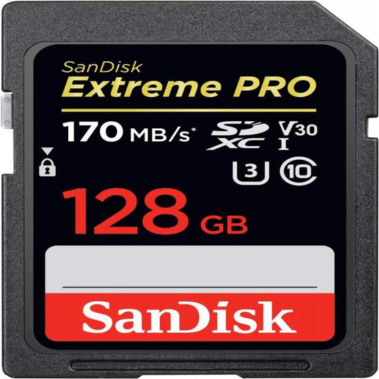Cartão de Memória SD 128GB Sandisk Extreme Pro 170MBS