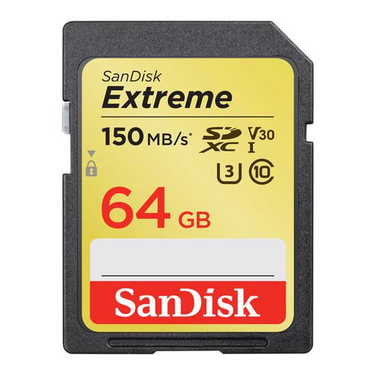 Cartão de Memória SD Sandisk Extreme 150-60 MB/s U3 V30 64 GB
