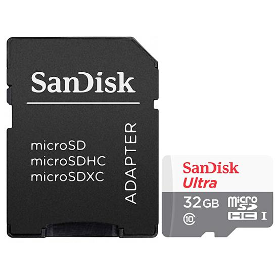 Cartao de Memoria Micro SD de 32GB Sandisk Ultra SDSQUNR-032G-GN3MA - Branco/Cinza