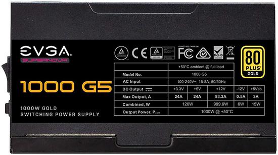 Fonte para Gabinete EVGA 1000W Supernova G5 80 Plus Gold Modular 220-G5-1000-X1