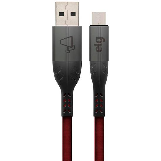 Cabo Elg M510RD - USB/Micro USB - 1 Metro - Canvas - Preto e Vermelho