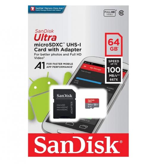 Cartão de Memória Sandisk Micro SD 64GB Ultra 100MB/s C10