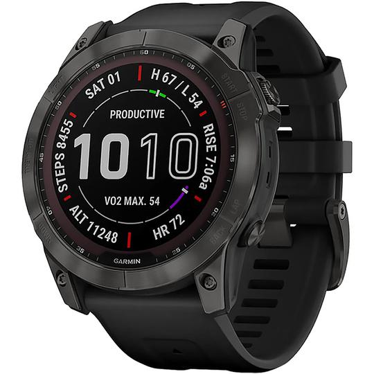 Smartwatch Garmin Fenix 7X de 51MM 010-02541-01 com Tela 1.4"/ GPS/ Wi-Fi/ Bluetooth (Solar) - Carbon Gray DLC Titanium/ Black