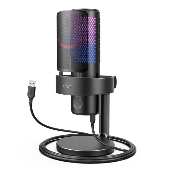 Microfone Gamer Fifine A9 - USB - RGB - Preto