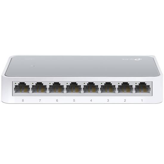 Switch TP-Link TL-SF1008D com 8 Portas Ethernet de 10/100 MBPS - Branco/Cinza