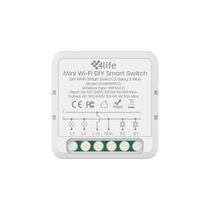 Interruptor Inteligente 4LIFE Mini Wifi Diy Smart Switch 2 Gang 3 Way FLMINIWR2G Compativel com Alexa / Google Home Assistant / 100-240V 50-60HZ / App Tuya / Smart Life - Branco