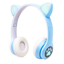 Fone de Ouvido Sem Fio Cat Ear Headphones VIV-23MM com Bluetooth 5.0 / LED Color Full - Azul Claro