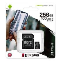 Cartao Micro SD 256GB Kingston Canvas C10 100MBPS.