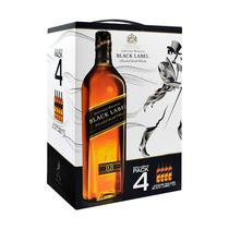 Whisky Johnnie Walker Black Label 4 Piezas 1L