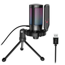 Microfone Gamer Fifine A6V - USB - RGB - Preto