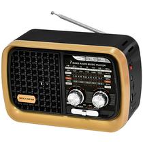 Radio Portatil Megastar RX1906BTG AM/ FM/ MP3/ TF Card/ USB/ Aux/ Bivolt - Preto/ Dourado