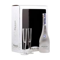 Vodka Pravda 375ML Pack + 2 Vasos