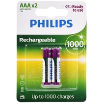 Pilha Recarregavel AAA Philips R03B2RTU10 de 1.000 Mah 1.2V - 2 Unidades