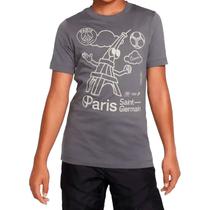 Camiseta Nike Infantil Masculino Paris Saint Germain Air s Cinza - FN2466068