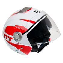 Capacete MT Helmets City Eleven Advance A5 - Aberto - Tamanho XL - com Oculos Interno - Branco e Vermelho