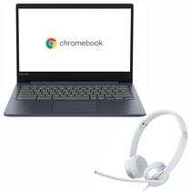 Notebook Lenovo Chromebook Ideapad 3 CB 14IGL05 Intel Celeron N4020 Tela HD 14.0" / 4GB de Ram / 64GB Emmc - Abyss Azul + Fone de Ouvido (82C1002AUS) (Ingles)