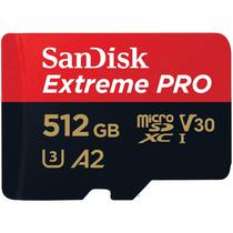 Cartão de Memória Micro SD Sandisk Extreme Pro 200-140 MB/s U3 512 GB com Adaptador (SDSQXCD-512G-GN6MA)