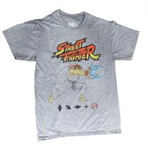 Camiseta Street Fighter Ryu Hadouken Cinza - Tamanho P