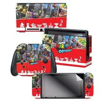 Adesivo para Nintendo Switch Mario Odyssey Key Art Kingdoms 023344 com 3 Adesivos
