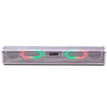 Caixa de Som / Speaker Blulory BS-803 X-Bass Wireless / Bluetooth 5.3 / TF Card / Aux / LED Color Full / 1800MAH - Silver