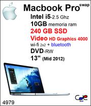 Macbook Pro 13" MD102LL i7/ 8GB/ 256HD/ FD/ Swap