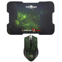 Mouse Gamer Elg CGGO21 Global Offensive USB - Verde Camuflado / Preto + Mouse Pad
